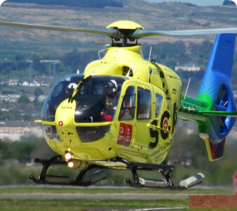 A Scotland Charity Air Ambulance Helicopter landing