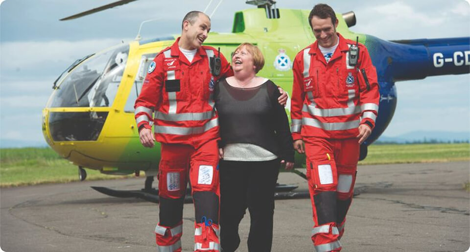 Scotland Charity Air Ambulance's team smiling and laughing