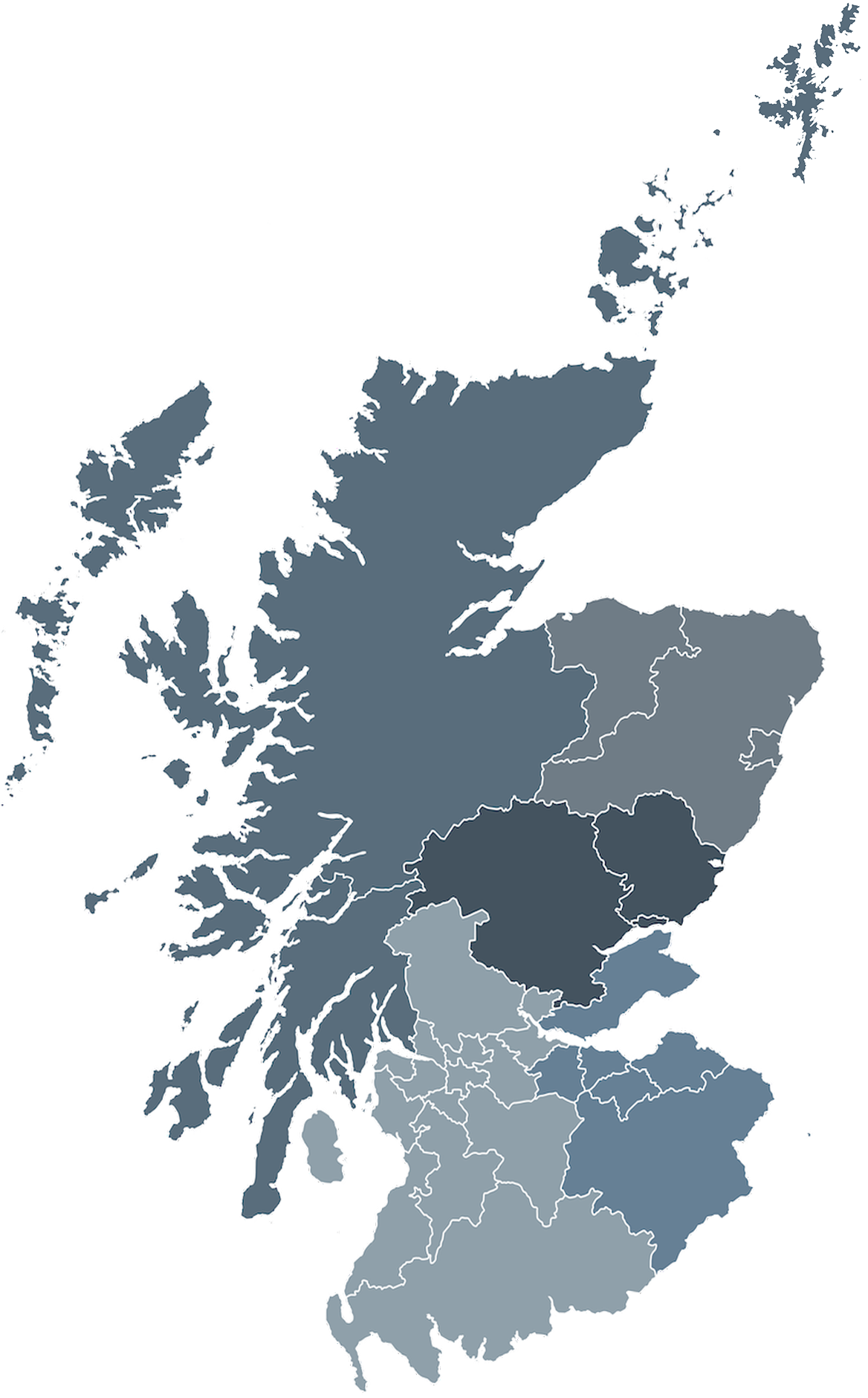 Scotland regional map. Click on a map pin to read more information.
